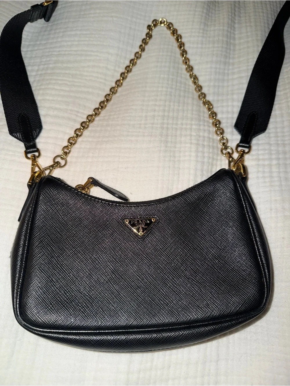 PRADA Black Saffiano Re-Edition Bag Leather